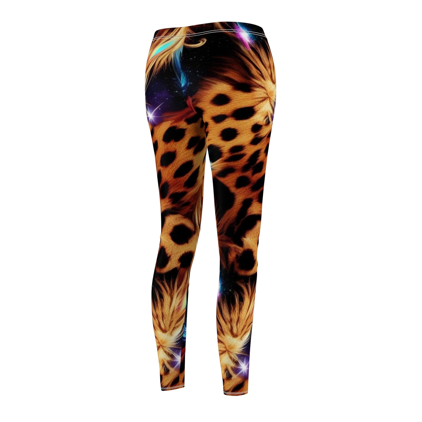 Leggings, Galaxy Cheetah Print Women's Leggings, Space Animal Print Casual Comfort Stretchy Yoga Pants, XS-2XL