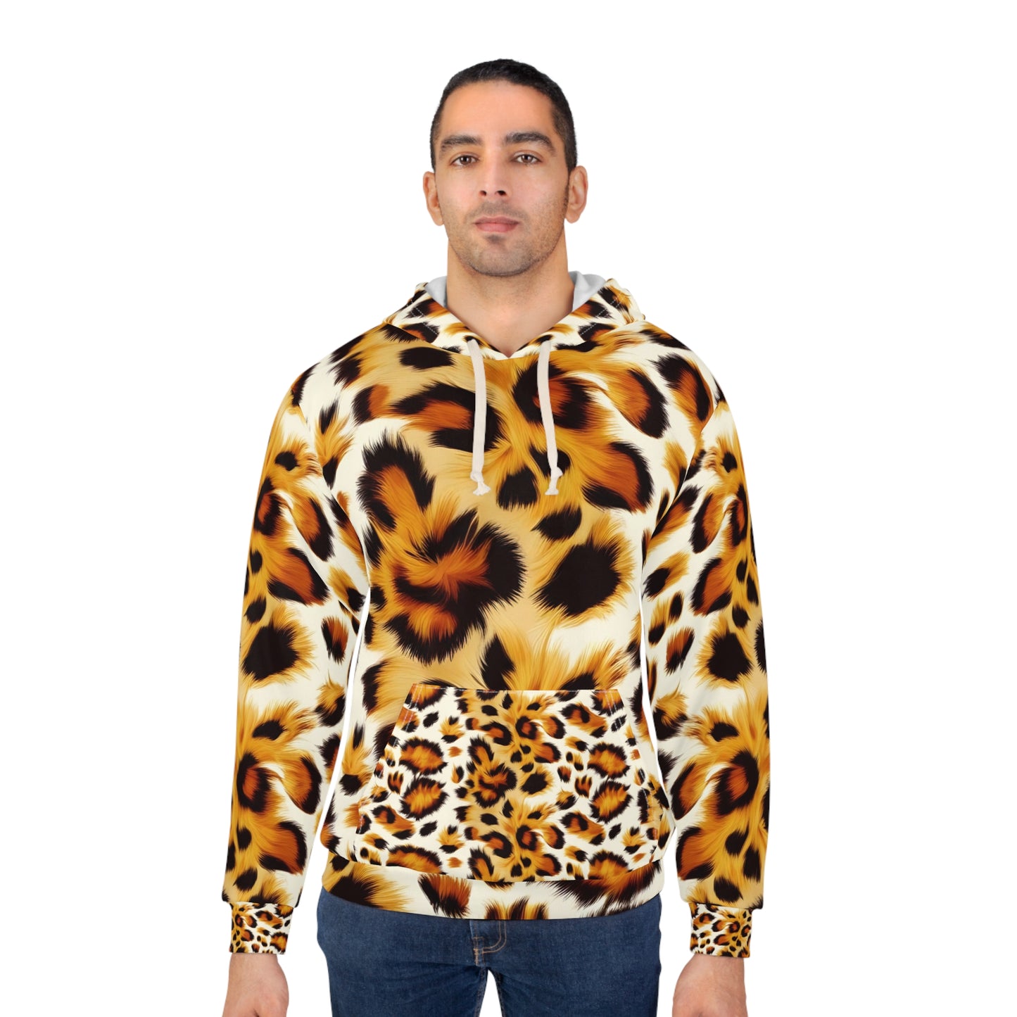 Adult Unisex Cheetah Big Cat Animal Print Pullover Hoodie Casual Comfort Trendy XS-2XL