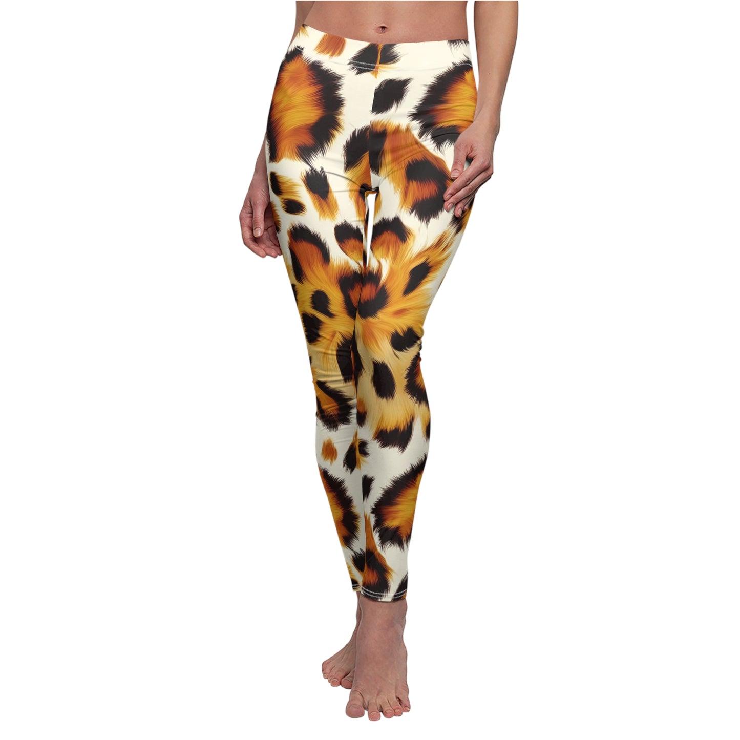 Leggings, Cheetah Print Women's Cut & Sew Casual Leggings, Animal Print Casual Comfort Yoga Pants XS-2XL