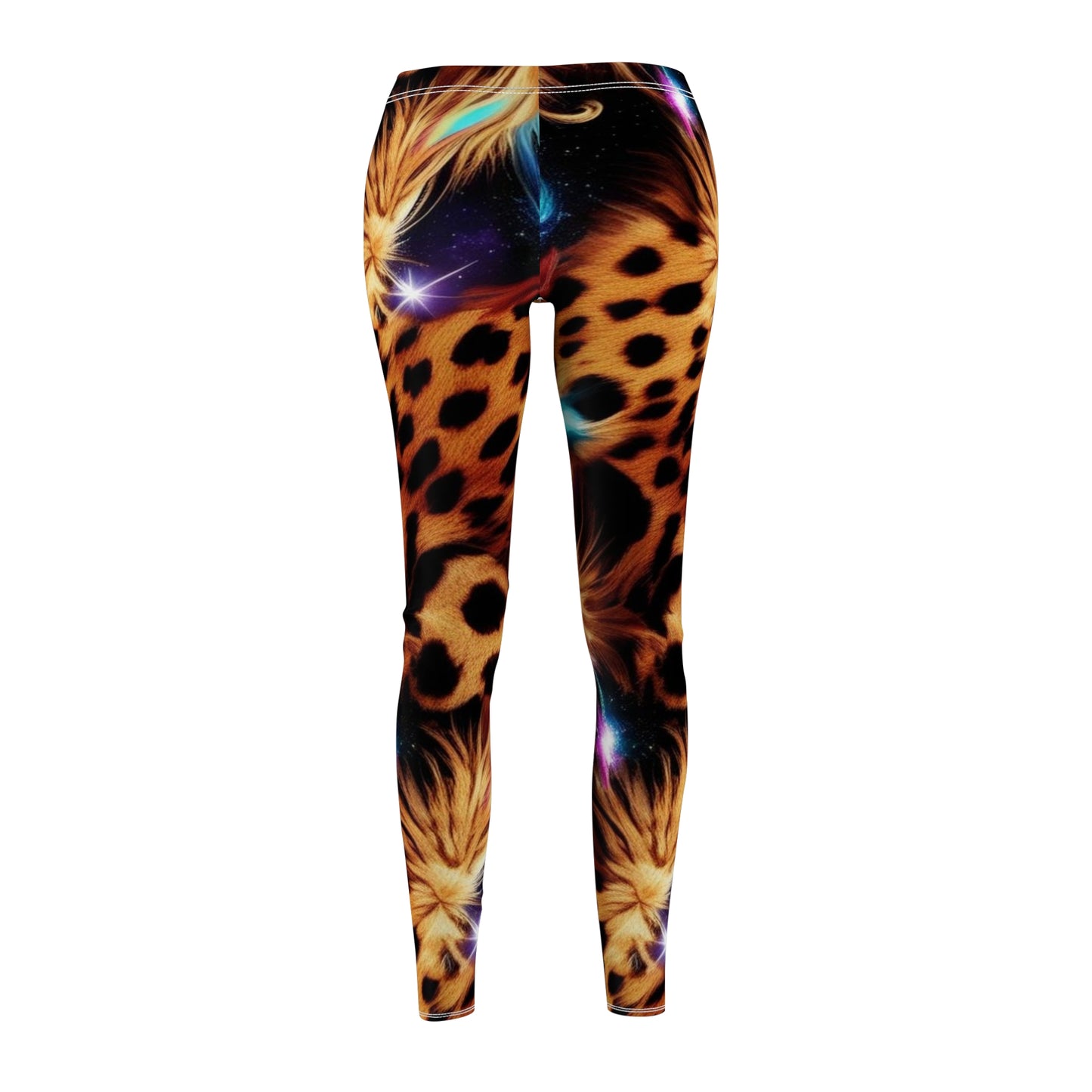 Leggings, Galaxy Cheetah Print Women's Leggings, Space Animal Print Casual Comfort Stretchy Yoga Pants, XS-2XL