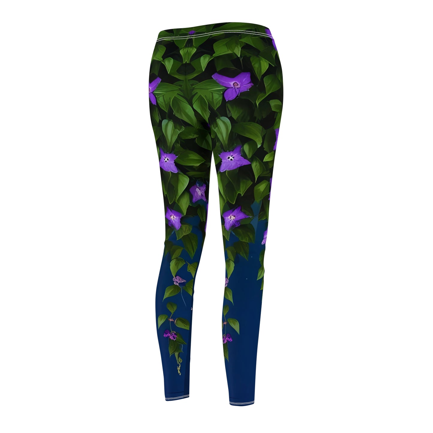 Leggings, Purple Clematis Bloom Vines at night - Women's Floral Casual Comfort Stretchy Yoga Pants XS-2XL