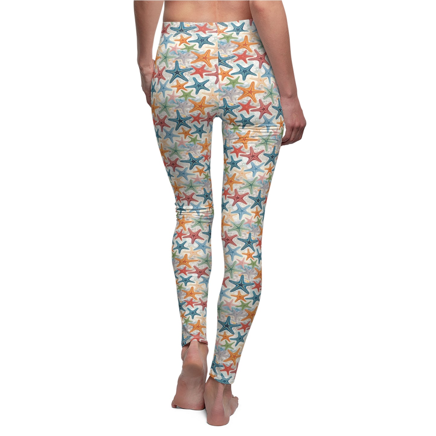 Leggings - Colorful Starfish Whimsy Beach Themed Women's Casual Comfortable Stretchy Yoga Pants XS-2XL