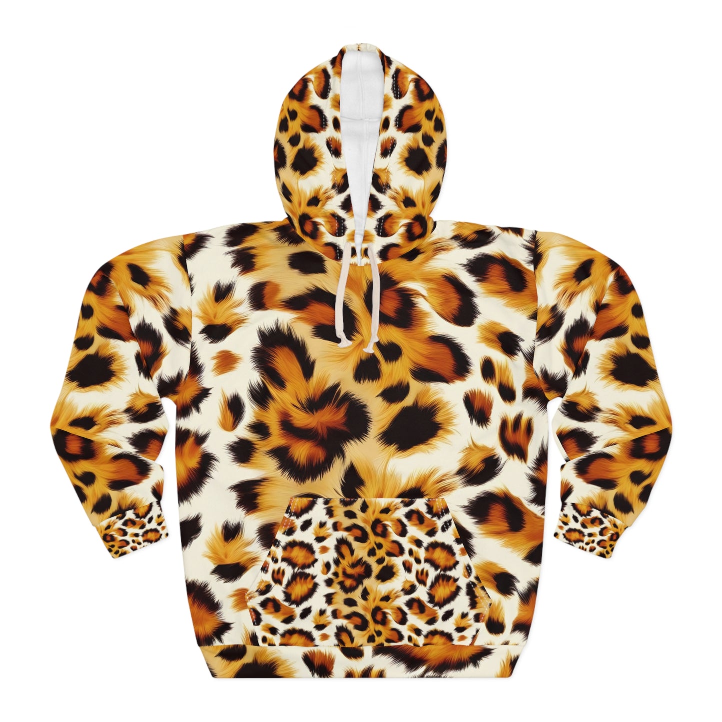 Adult Unisex Cheetah Big Cat Animal Print Pullover Hoodie Casual Comfort Trendy XS-2XL