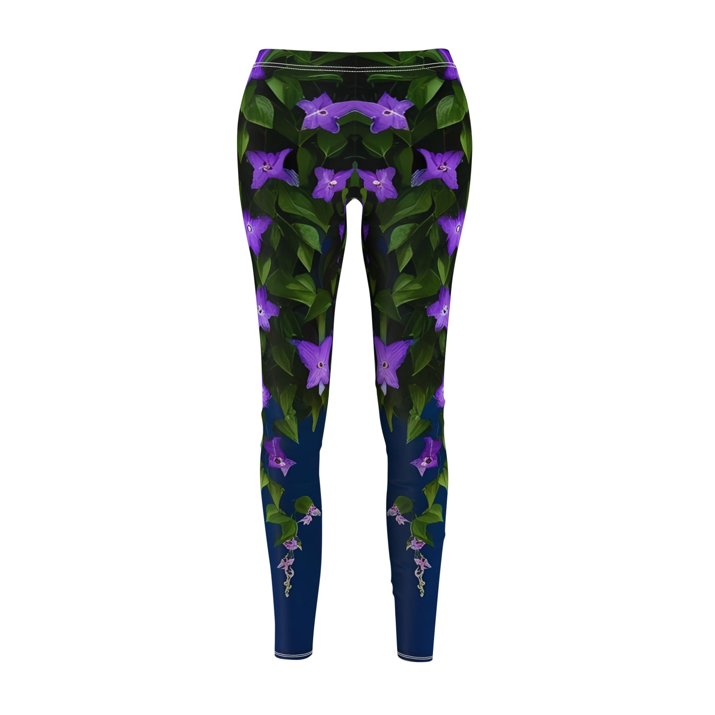 Leggings, Purple Clematis Bloom Vines at night - Women's Floral Casual Comfort Stretchy Yoga Pants XS-2XL