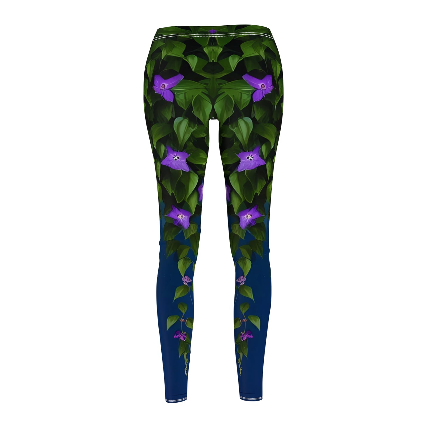 Leggings, Purple Clematis Bloom Vines at night - Women's Floral Casual Comfort Stretchy Yoga Pants XS-2XL