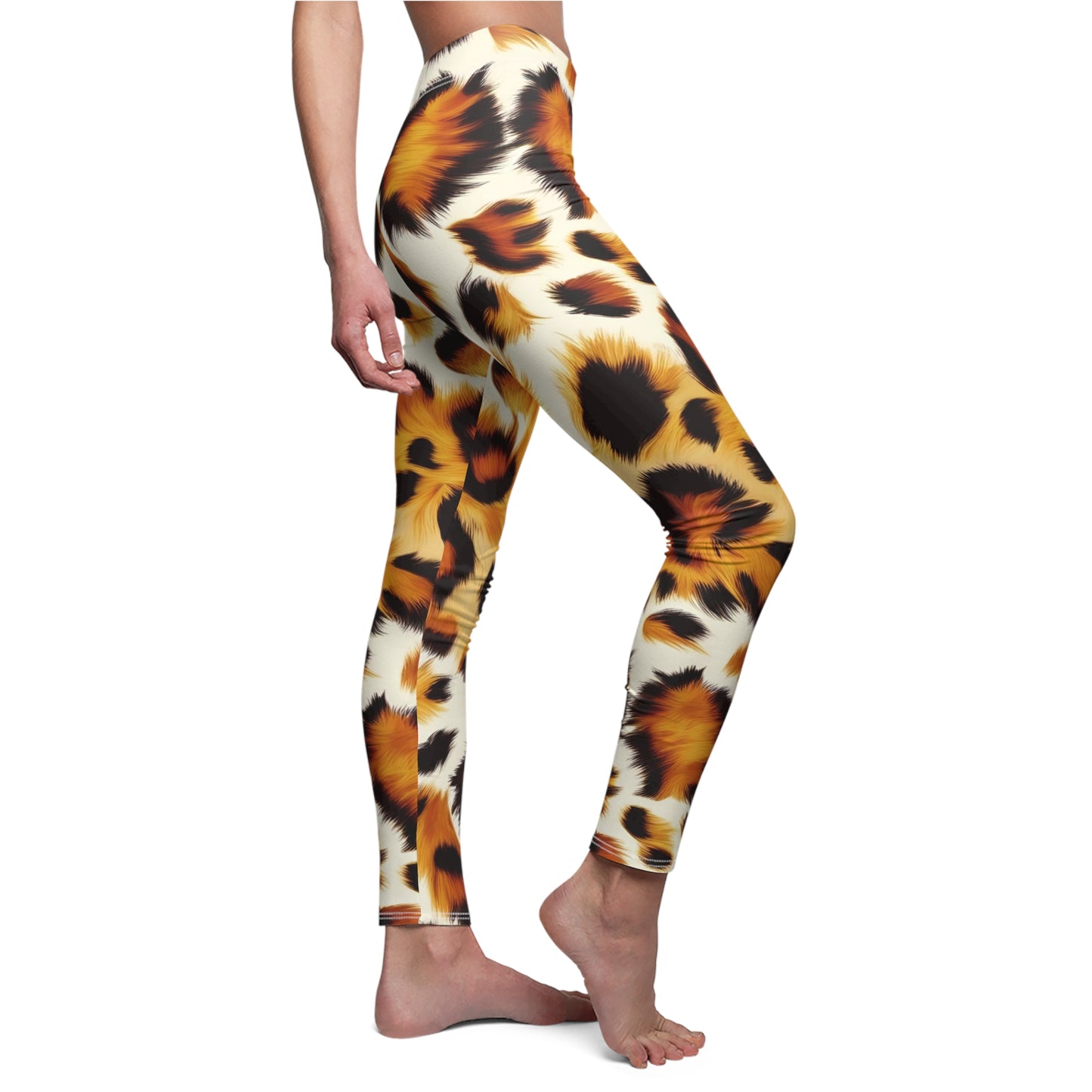 Leggings, Cheetah Print Women's Cut & Sew Casual Leggings, Animal Print Casual Comfort Yoga Pants XS-2XL